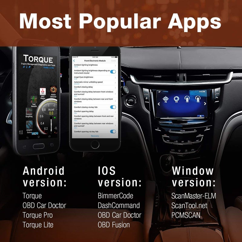 Vgate iCar2 OBD2 Scanner Scan Tools Interface Wi-Fi Adapter Check Engine Light Car Diagnostic Tool for iOS & Android Auto Sleep (Blue) - Image 5